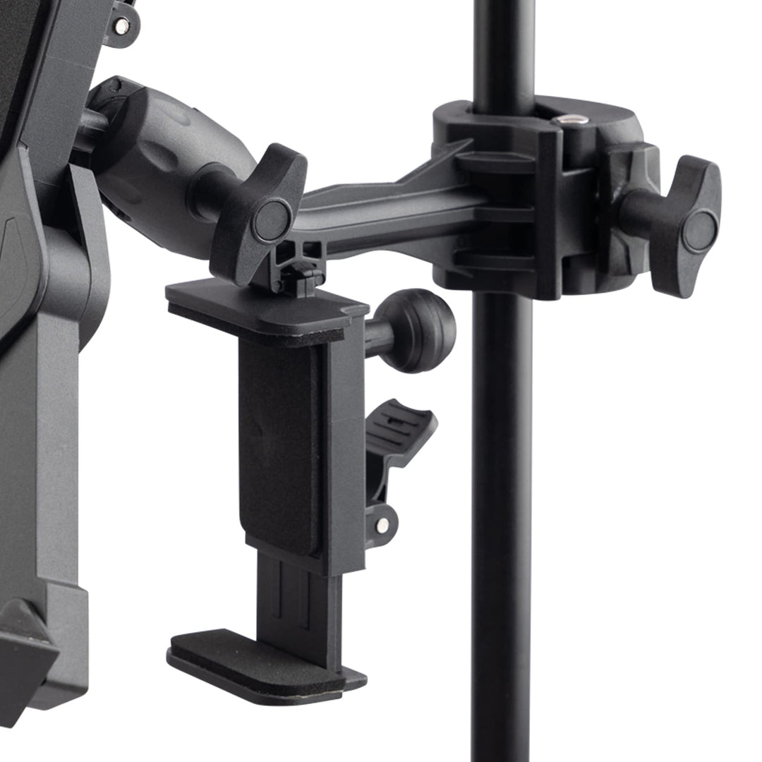 On-Stage TCM1500 Tablet/Smartphone Holder (Setup for Tablets, Computers, E-Readers, Smartphones, and Phablets, Clamp Mount, Nonslip Padding, Adjustable Angle and Rotation, External Battery Holder)