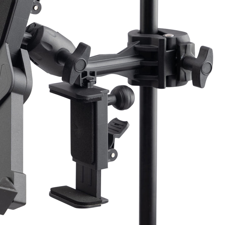 On-Stage TCM1500 Tablet/Smartphone Holder (Setup for Tablets, Computers, E-Readers, Smartphones, and Phablets, Clamp Mount, Nonslip Padding, Adjustable Angle and Rotation, External Battery Holder)