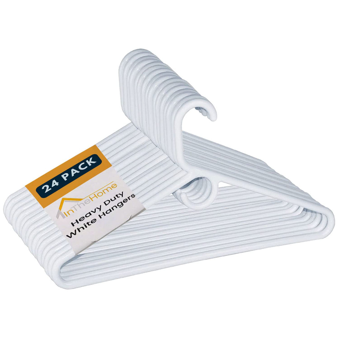 Heavy Duty White Hangers Tubular Plastic Hangers, Set of 24 (Heavy Duty)