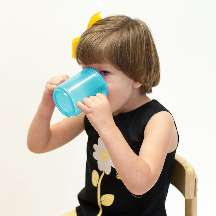 Recessed Lid Cup with Handles - Leak Proof | Promotes Oral Motor Skills, Lip Closure, and Self Feeding | Alternative to Sippy Bottle | Food Grade Materials | Dishwasher Safe (Light Blue)