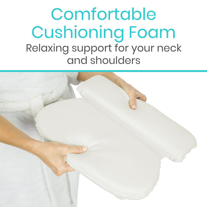 Slip Resistant Large Thick Soft Waterproof Relaxing Spa Bath Pillow, Fits Curved or Straight Back Tubs & Bathtubs Cushion Support Head and Neck in Tub, Bathtub Accessory, 2 Panel