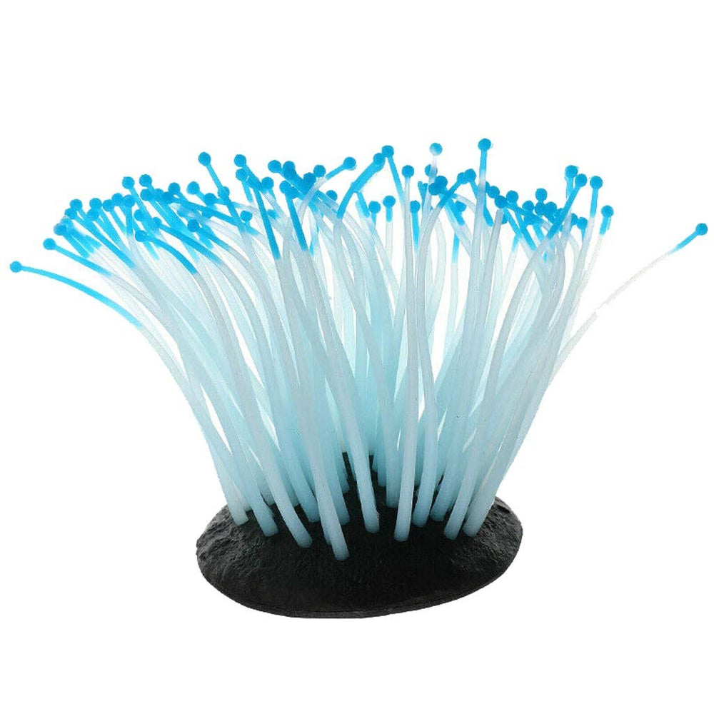 2 PCS Artificial Soft Sea Anemone Coral Plant,Silicone Coral Fish Tank Decorations,Aquarium Ornament,Blue and Purple