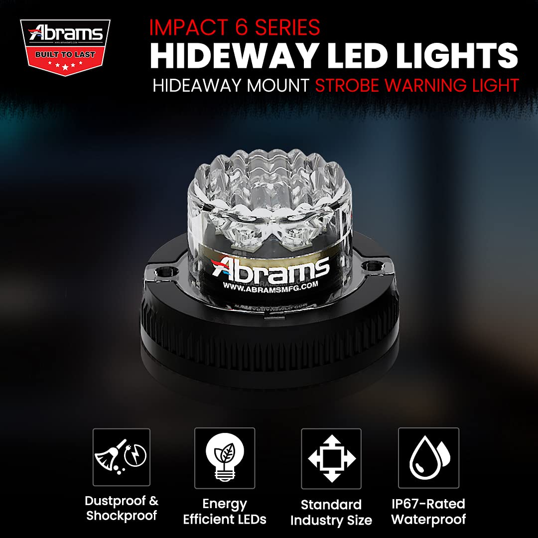 SAE Class-1 Impact 6 (Amber/White) 18W - 6 LED Snow Plow Truck Vehicle LED Hideaway Surface Mount Strobe Warning Light