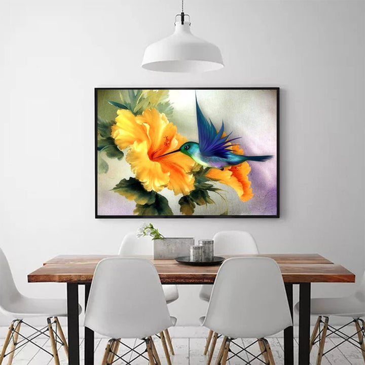 Hummingbird Diamond Art Painting Kits, Bluebird Diamond Art Painting Kits Full Round Drill Flowers Diamond Art Painting by Number Kits for Adults Diamond Art Hummingbirds 12X16 Inch/30x40 cm
