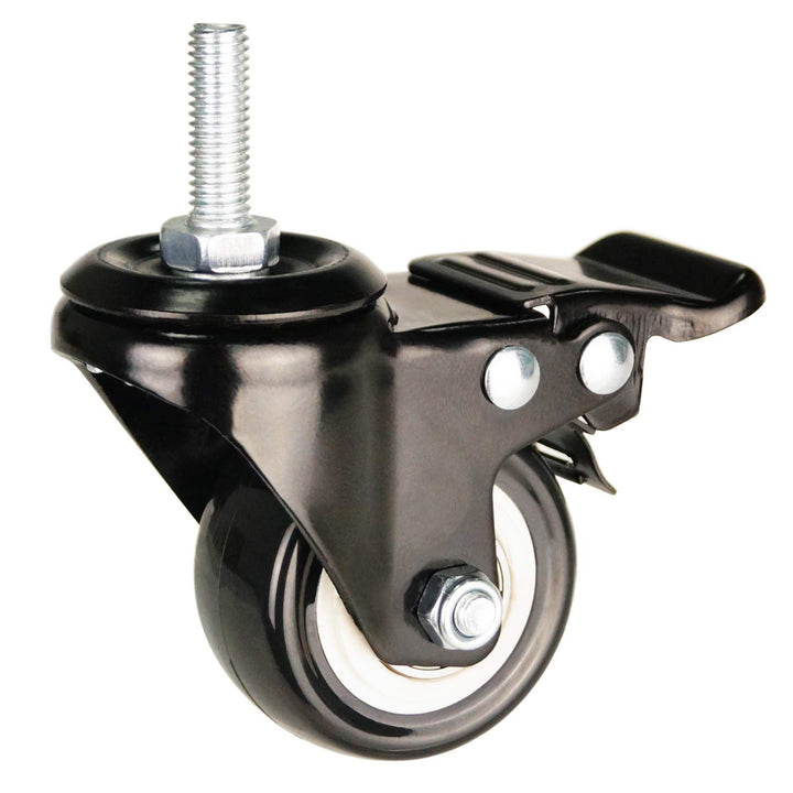 2 Inch Caster Wheels Metric Size M8×25mm Threaded Stem Casters Castors Wheels, 360 Degree Direction Double Brakes Industrial Wheel Furniture Caster for Carts and DIY Tools Pack of 4