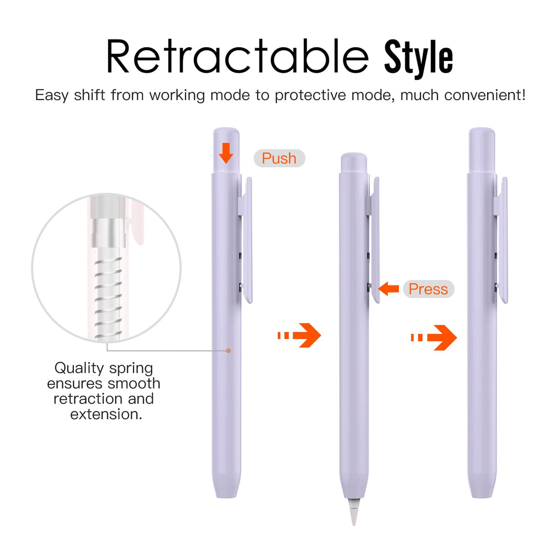 Holder Case Fit Apple Pencil 1st Gen, Retractable Tip Cap Fit New iPad 10th Gen 2022, iPad 9th Gen 2021, iPad 8th Gen 2020, iPad 6th 9.7 2018, iPad Mini 5th Gen Pencil Case Pencil, Taro Purple