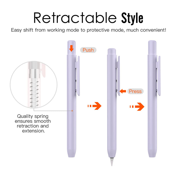 Holder Case Fit Apple Pencil 1st Gen, Retractable Tip Cap Fit New iPad 10th Gen 2022, iPad 9th Gen 2021, iPad 8th Gen 2020, iPad 6th 9.7 2018, iPad Mini 5th Gen Pencil Case Pencil, Taro Purple
