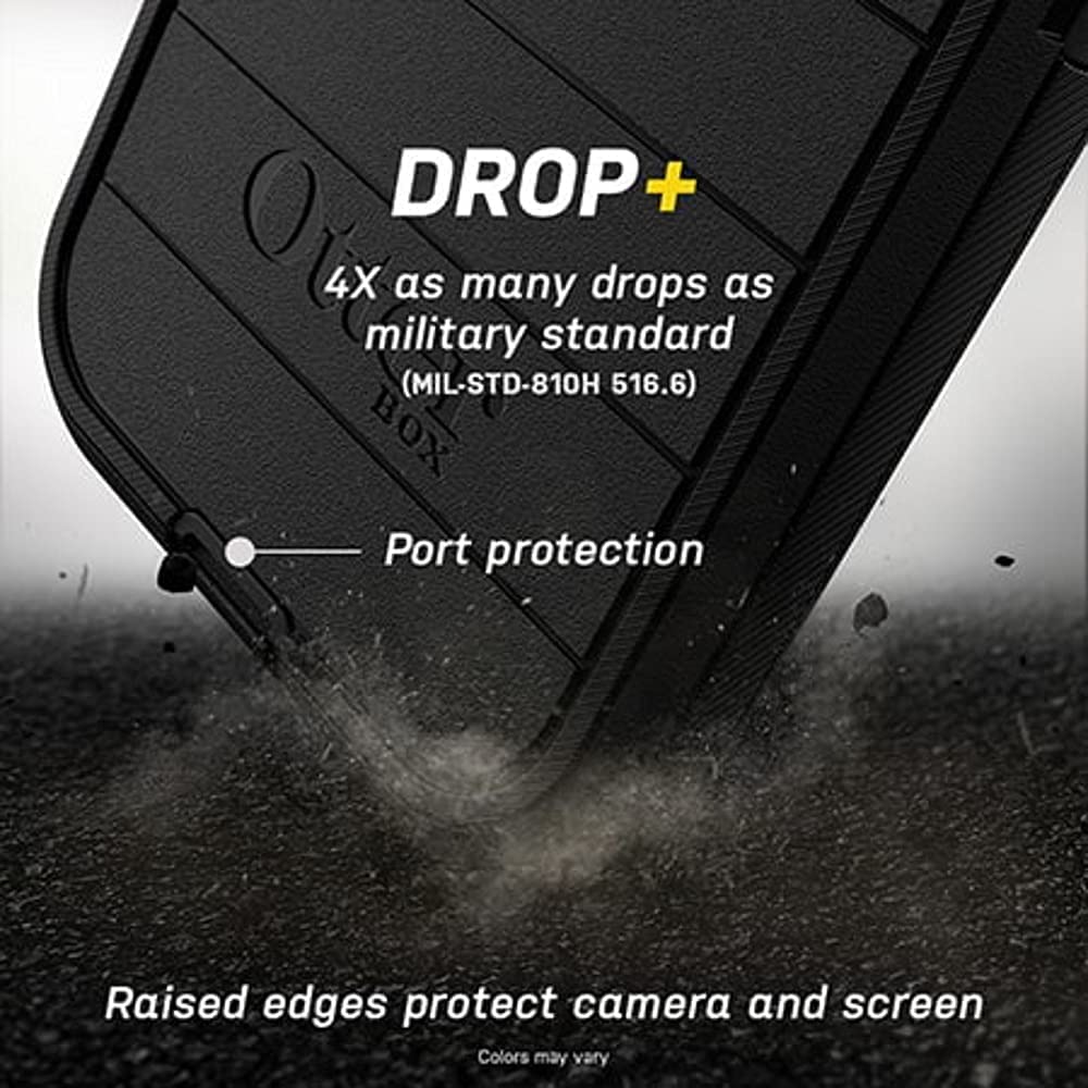 Defender Screenless Series Rugged Case & Belt Clip Holster for iPhone 12 Mini (NOT 12/Pro/Pro Max) Non-Retail Packaging - Black - with Microbial Defense