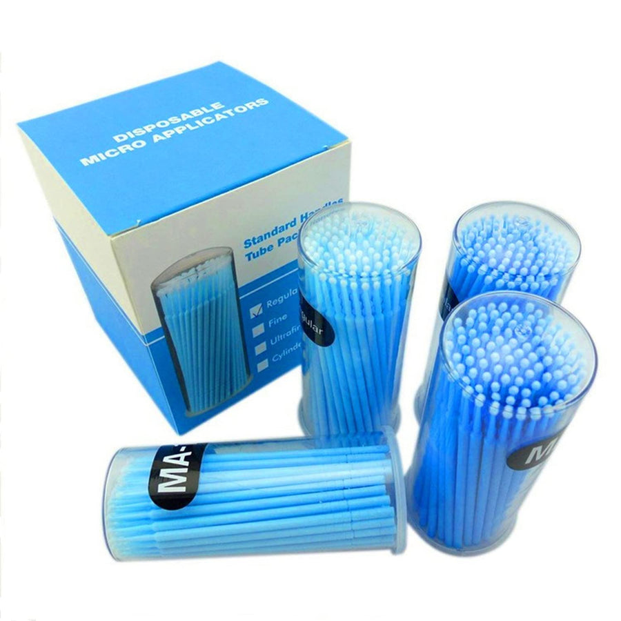400pcs Blue Regular Size 3mm Disposable Mascara Applicator Individual Eyelash Extension Microbrushes