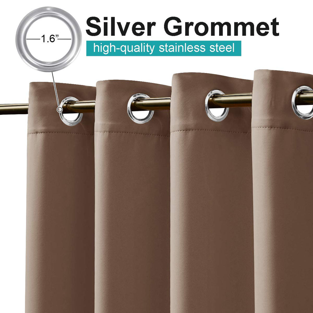 Outdoor Blackout Curtain for Patio Waterproof, Thermal Insulated Silver Rustproof Grommet Top Blackout Indoor Outdoor Curtain/Drape for Cabana, 1 Panel, W52 by L95, Tan