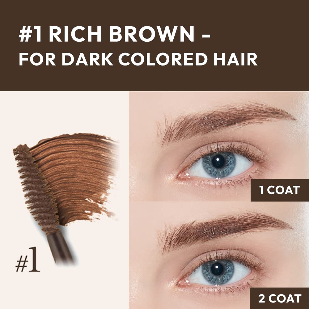 Color My Brows 4.5g #1 Rich Brown | Eyes Makeup | Eyebrow Mascara, Quickly Fixing Natural Eyebrow Makeup with Care Effect | Kbeauty