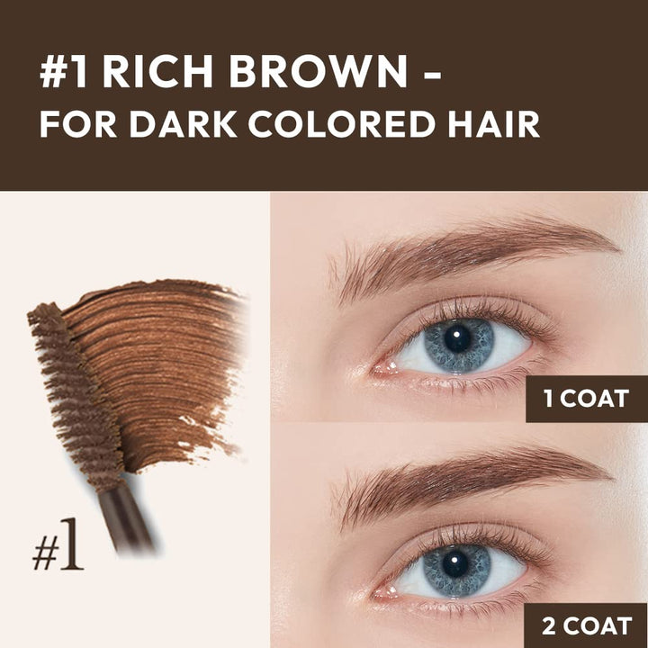 Color My Brows 4.5g #1 Rich Brown | Eyes Makeup | Eyebrow Mascara, Quickly Fixing Natural Eyebrow Makeup with Care Effect | Kbeauty