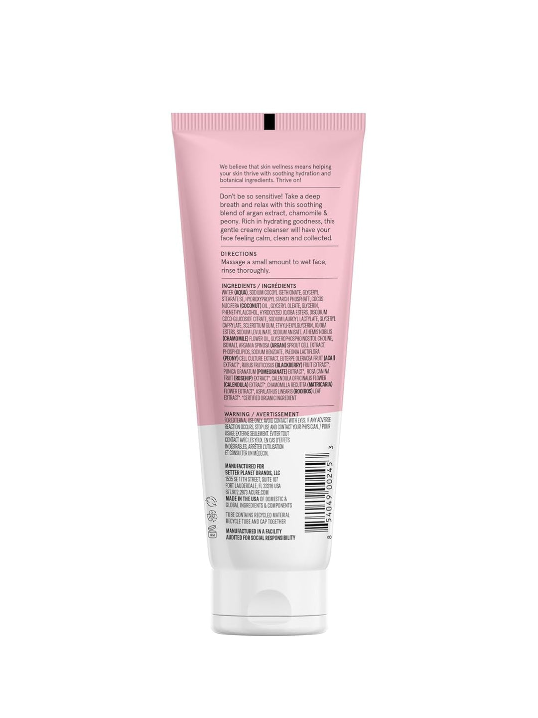 Organics Sensitive Facial Cleanser with Argan Oil + Probiotic Unscented - 4 fl oz