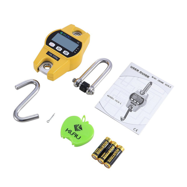 Mini Hoist 300 kg / 600 lb Crane Scale Industrial Heavy Duty Digital Hanging Scales Yellow for Home Farm Factory Hunting