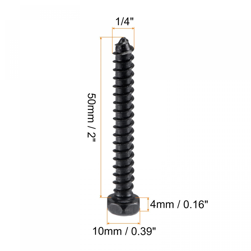 Hex Lag Screws 1/4 x 2 Carbon Steel Phillips Head Half Thread Self-Tapping Bolts for Deck Building or Joining Lumber 10pcs