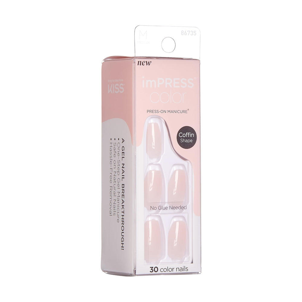 KISS Color Press-On Nails Polish-Free Manicure Set, ‘Serendipity’, 30 Chip-Proof, Smudge-Proof Fake Nails
