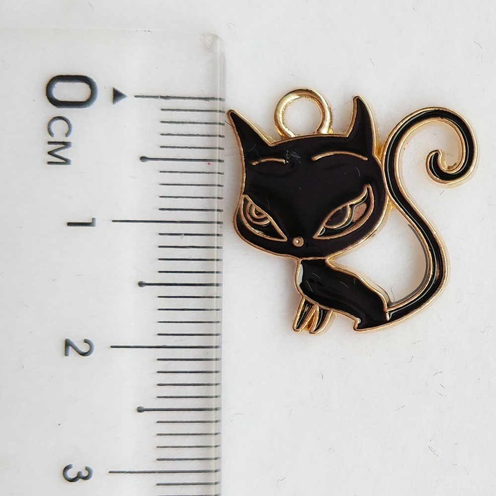48pcs Cate Cat Emanel Pendant Bracelet Charm Beads Findings Alloy Mix Lots (Black)