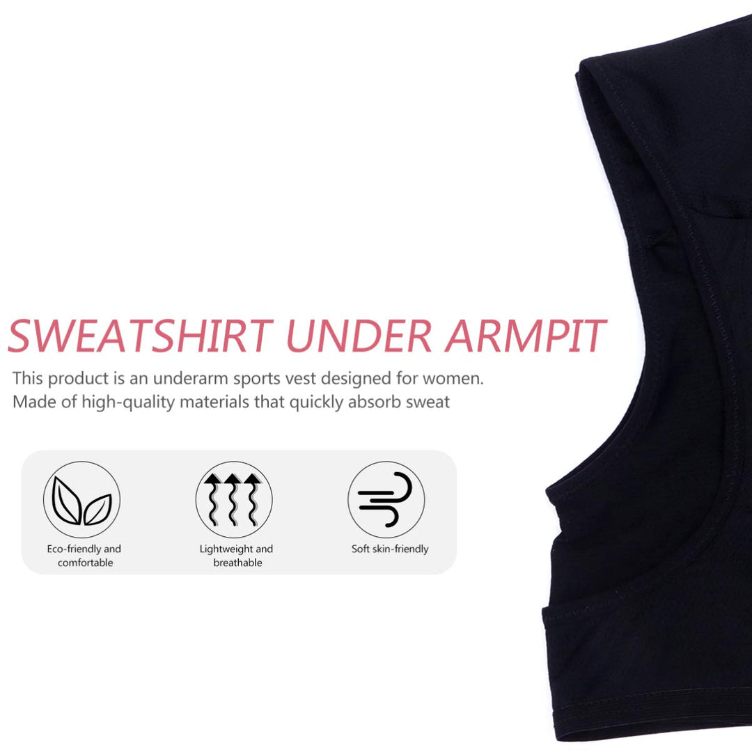 Underarm Sweat Vest Underarm Sweat Guard Washable Sweat Shield Vest for Women Girls Ladies(M) Black