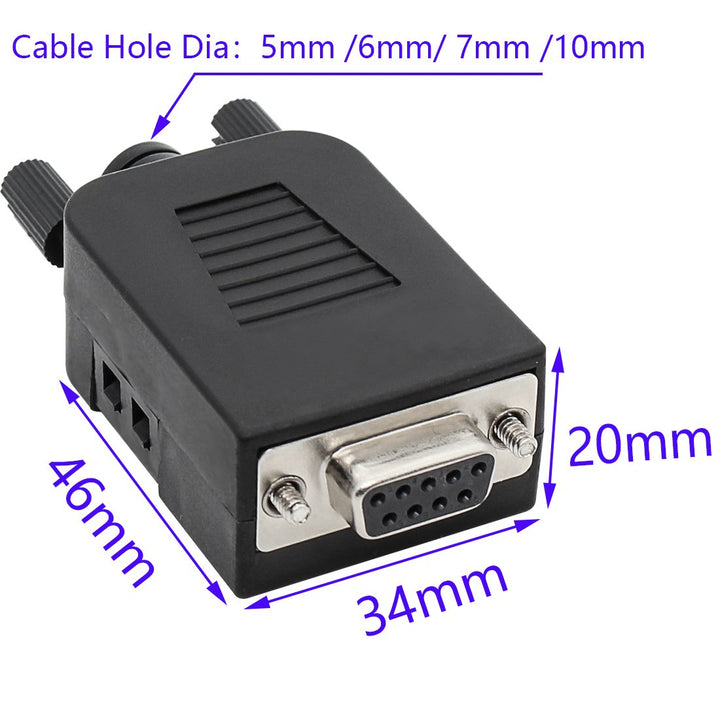 DB9 Breakout Connector DB9 RS232 D-SUB Female and Male Adapter 9-pin Port Adapter to Terminal Connector Signal Module with case(Female Connector,Male Connector DB9 5+5 with case)