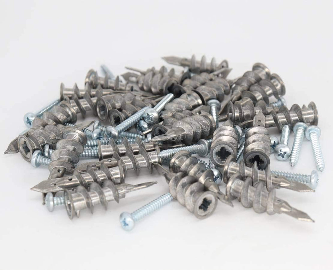 Zinc Self-Drilling Drywall Anchors with Stainless Steel Screw Kit, Heavy Duty Metal Wall Anchors and #8 x 1-1/4 Inches Screws, 60 Pieces in Total