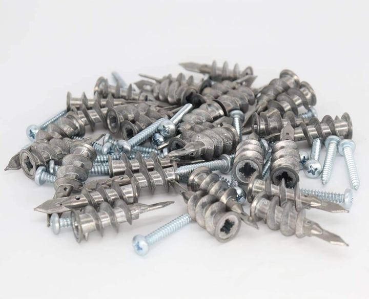 Zinc Self-Drilling Drywall Anchors with Stainless Steel Screw Kit, Heavy Duty Metal Wall Anchors and #8 x 1-1/4 Inches Screws, 60 Pieces in Total