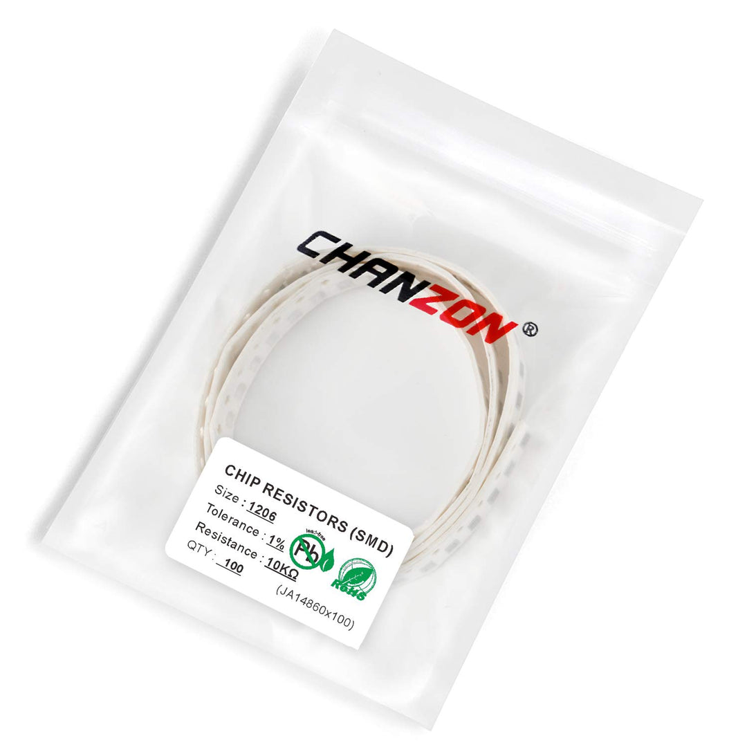 Chanzon 100pcs 1206 SMD Resistor 10K O ohm 1/4W 0.25W ±1% Tolerance Thick Film 10KR SMT Chip Resistors Rohs Certificated