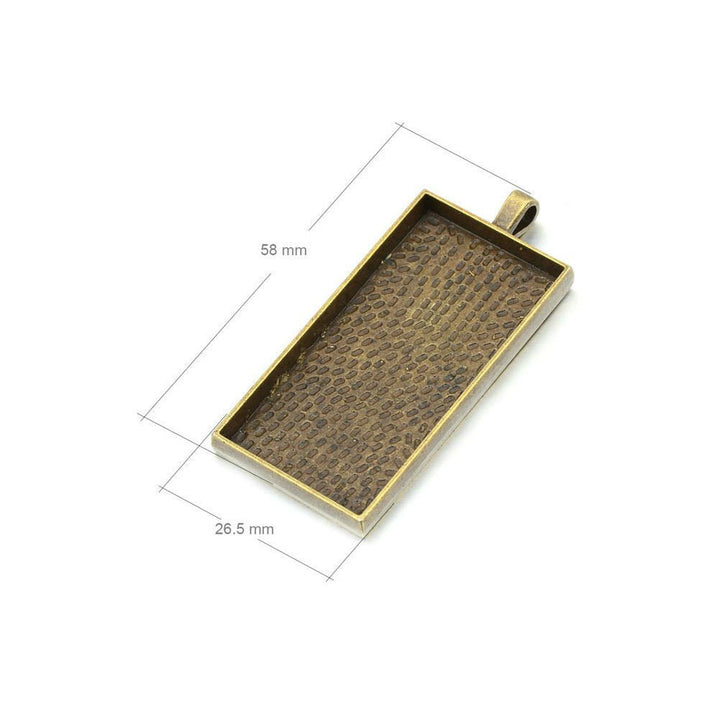 10 Pieces 25mm X 50mm Antique Bronze Rectangle Pendant Trays Pendant Blanks Cameo Bezel Settings for Photo Charm,Cabochon and Jewelry Making