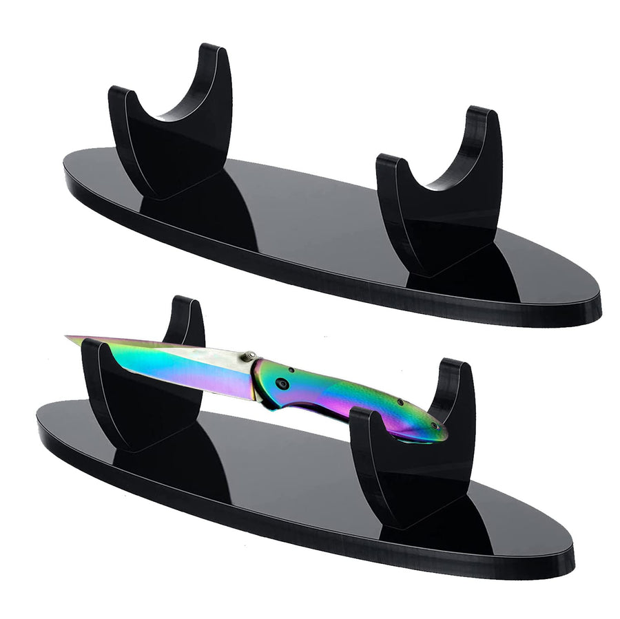Dagger Display Stand Acrylic Desktop Dagger Stand Weapon Stand Sword Stand for Dagger Display (Oval Black 1 pack)