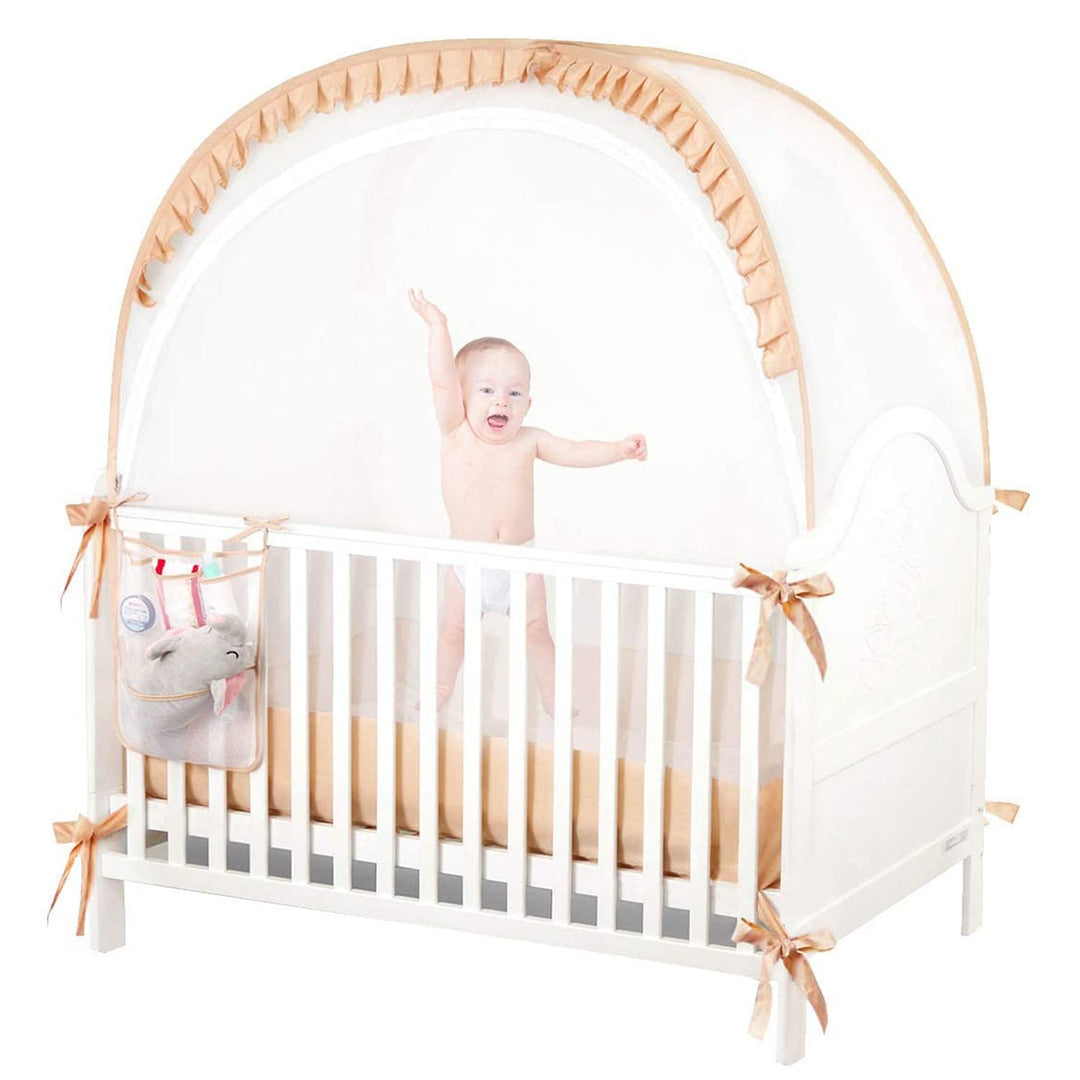 Baby Crib Pop up Tent Infant Safety Mesh Cover Net - Canopy Cover to Keep Baby from Climbing Out