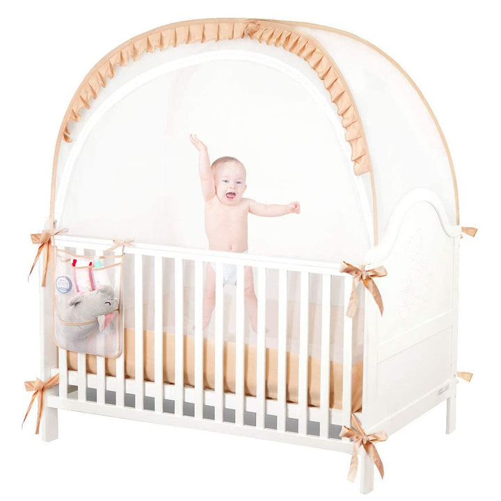 Baby Crib Pop up Tent Infant Safety Mesh Cover Net - Canopy Cover to Keep Baby from Climbing Out