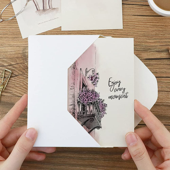 Door Bike Tree Scenery Clear Stamps for Card Making and Photo Album Decorations, Blessing Words Transparent Rubber Stamps Seal for DIY Scrapbooking
