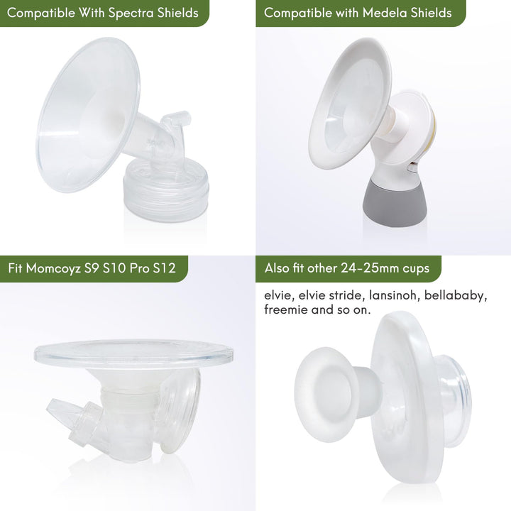 17mm Silicone Flange Inserts for Spectra S1 S2, Medela Breast Pump Shields, Freestyle, Harmony, Sonata to Reduce 24mm Elastic Nipple Tunnel Down to 17mm; Also Fits Freemie 25mm Cups; 2pc/Each