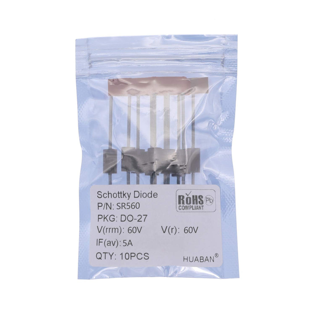 10PCS SR560 (SB560) Schottky Barrier Rectifier Diodes 5A 60V DO-201AD (DO-27) Axial 5 Amp 60 Volt