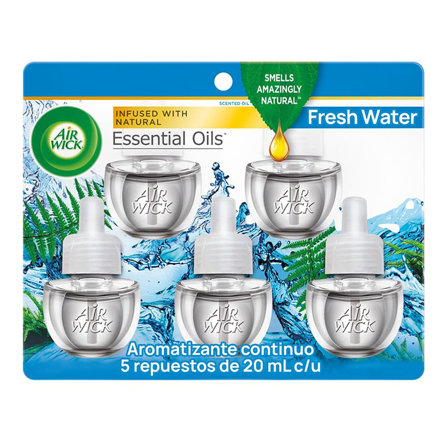 Scented Oil Refill, 5ct, Fresh Waters, Air Freshener, Essential Oils