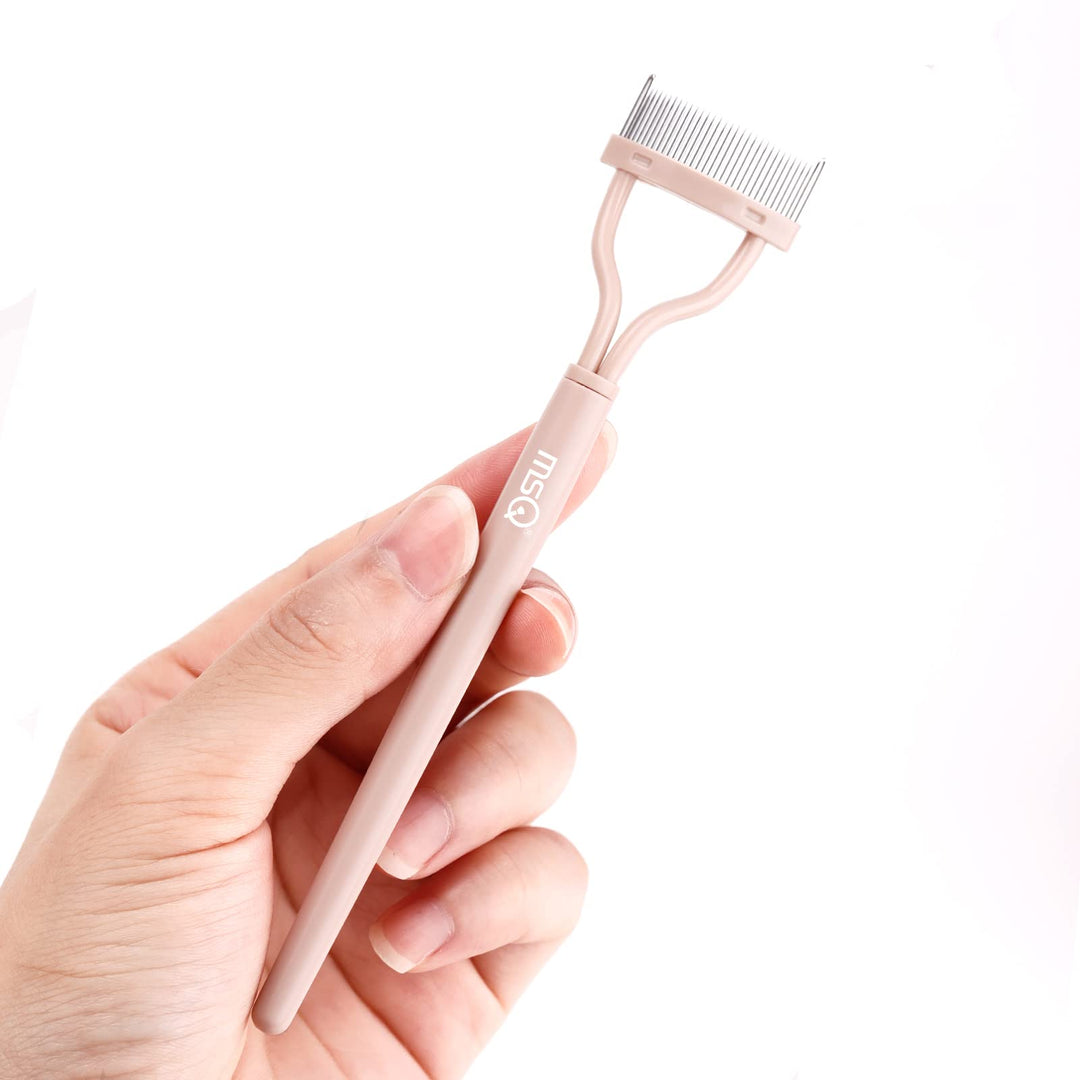 Eyelash Separator Eyelash Comb Lash Separator Tool Mascara Brush Eyelash Brush Separator Mascara Comb Arc Designed Mascara Applicator With Cover Naked Pink (1PCS)