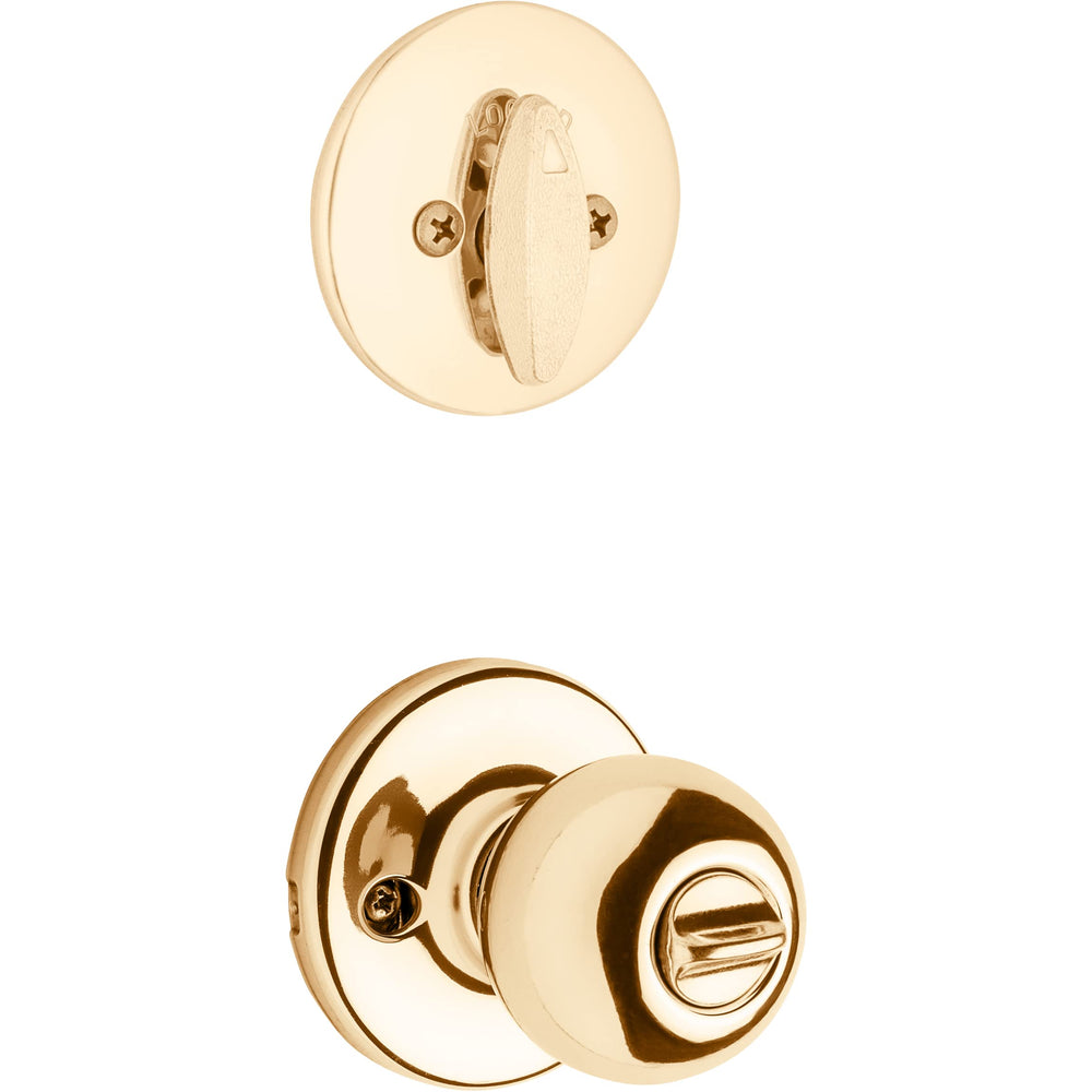 690 Polo Entry Knob and Single Cylinder Deadbolt Combo Pack in Polished Brass