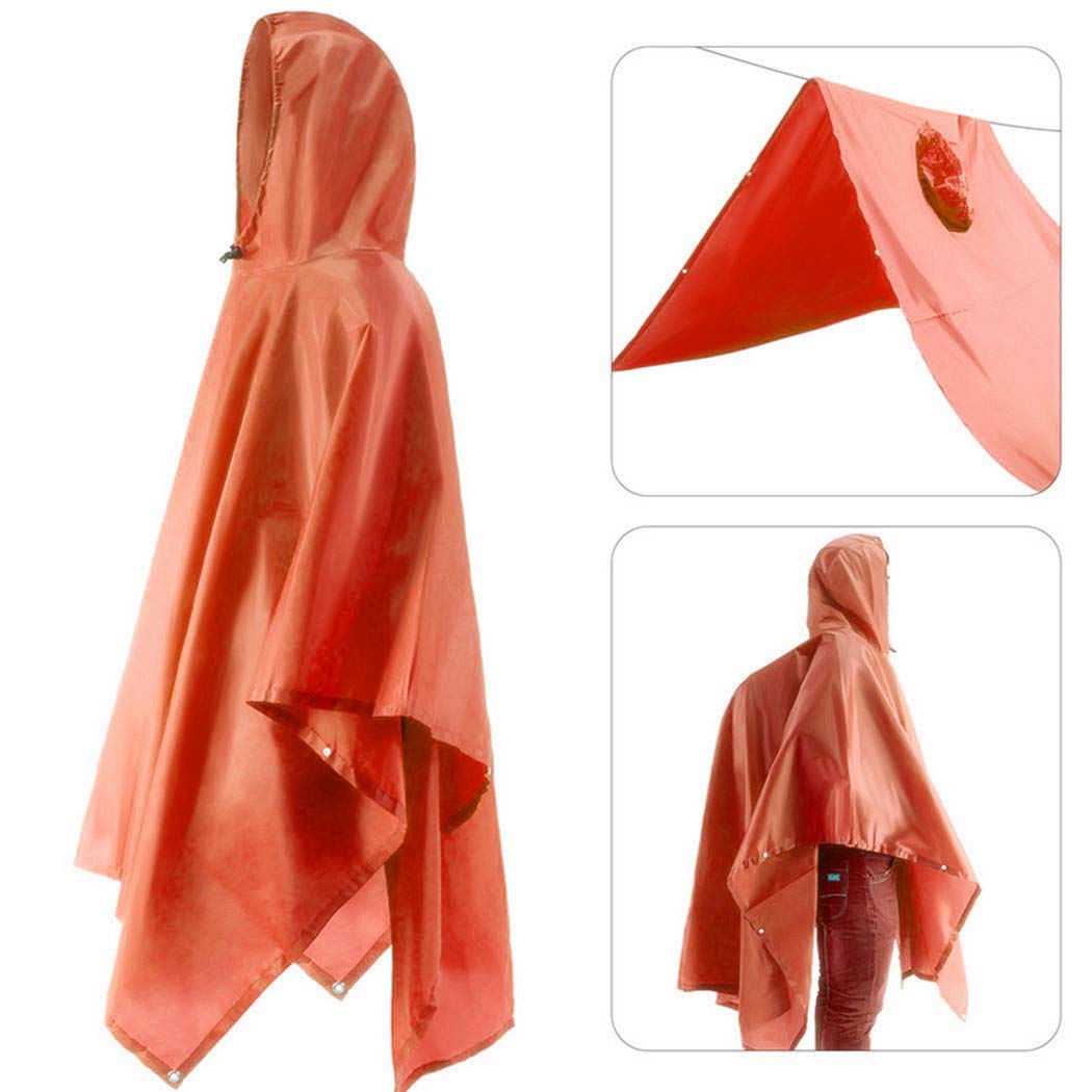Multifuntional Poncho Raincoat with Hoods (Orange)