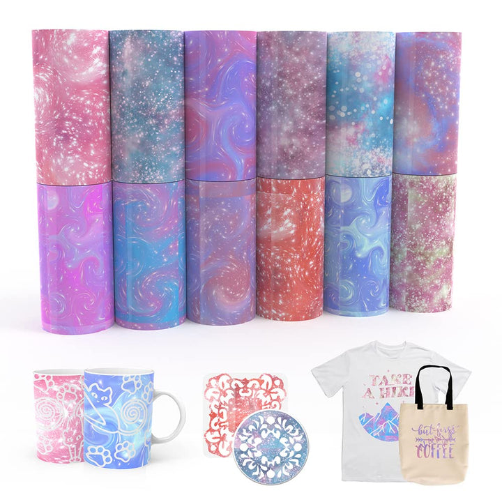 Transfer Ink Sheets 12pcsSet,4.5 inch x12 inch -starry sky Sublimation Transfer Paper compatible with Cricut Joy Mug Press, Transfer Ink Sheets for DIY T-Shirts Mug Tote Bags