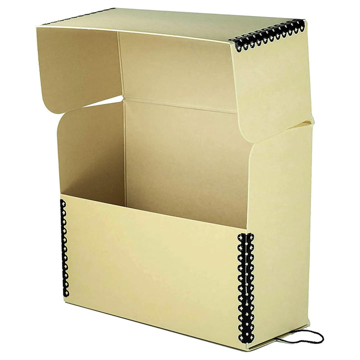 Archival Document Storage Box with Metal Edge, Acid-Free Tan Boxboard, Organize and Store Files, Prints, Photos, Letter-Sized Document Case 12.5 x 10.5 x 5 Wide