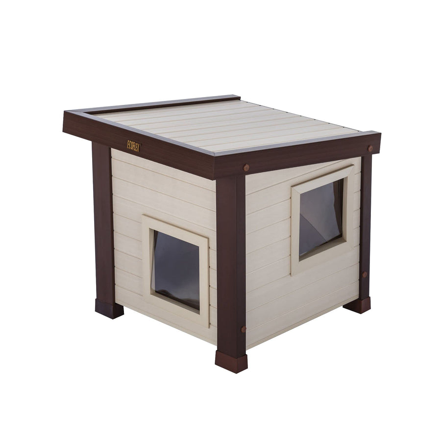 ® ECOFLEX® Albany Outdoor Feral Cat House for Multiple Cats with Quick & Easy Assembly, 2 Vinyl Door Flaps Included, Moisture and Odor Resistant