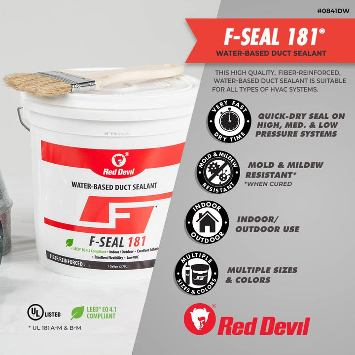 0841DX F-Seal 181 Fiber Reinforced Water Based Duct Sealant, 1 Gallon, Gray