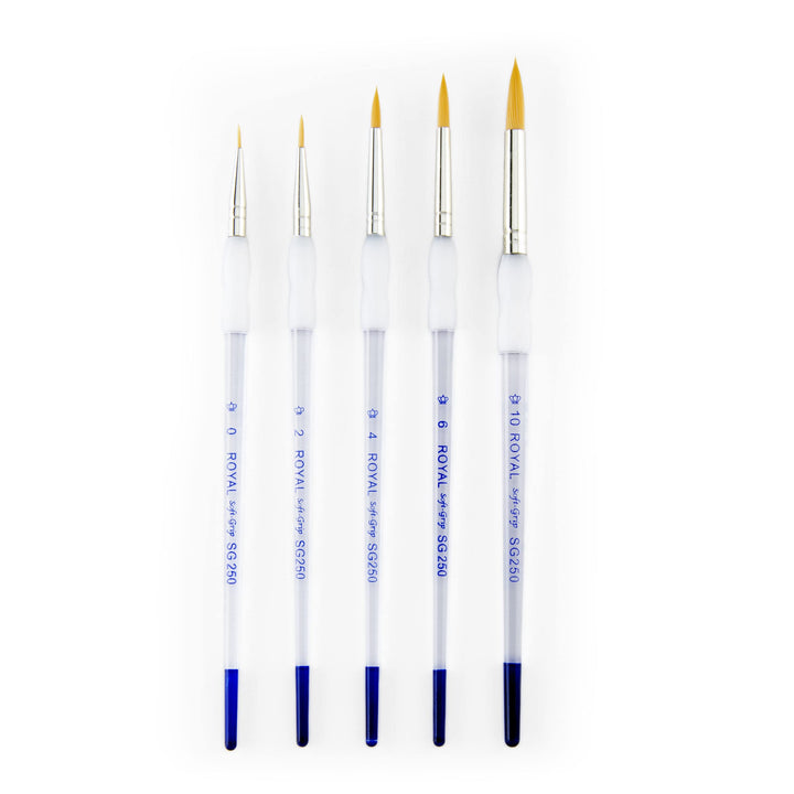 Royal & Langnickel - 5pc Soft Grip Gold taklon Paint Brush Set, Round | SG303