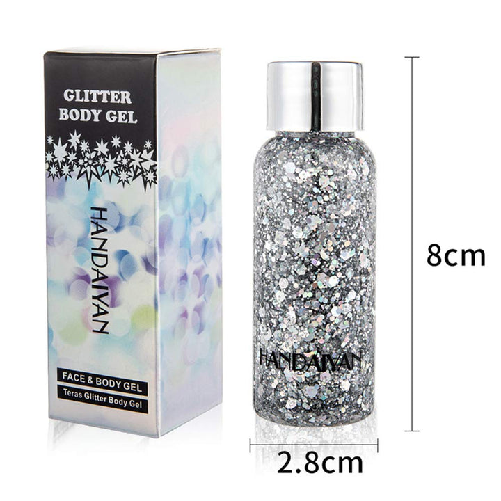 Mermaid Sequins Chunky Glitter Liquid Eyeshadow Glitter Body Gel Festival Glitter Cosmetic Face Hair Nails Makeup Long Lasting Sparkling 30g (#09 White)
