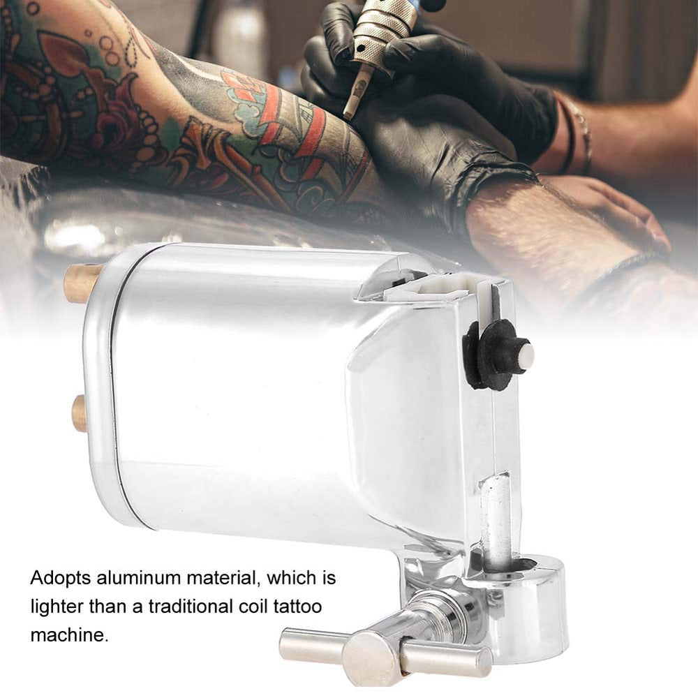 Alloy Rotary Tattoo Machine, Strong Motor Gun Liner Shader Coloring Permanent Makeup Tool Tattoo Enthusiasts Artist Acessories (Silver)