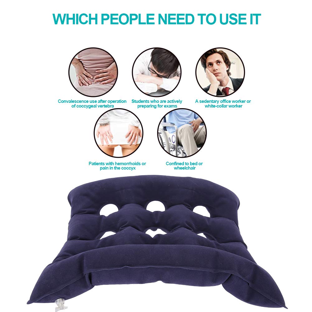 Inflatable Anti-Bedsore Air Cushion, Wheelchair Office Car Air Seat pad, Thickening Inflatable Seat Cushion for Elder Bedridden Patient, Foldable Anti-Decubitus Office Chair Cushion