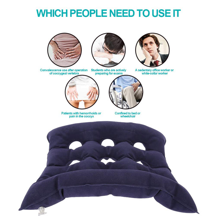 Inflatable Anti-Bedsore Air Cushion, Wheelchair Office Car Air Seat pad, Thickening Inflatable Seat Cushion for Elder Bedridden Patient, Foldable Anti-Decubitus Office Chair Cushion