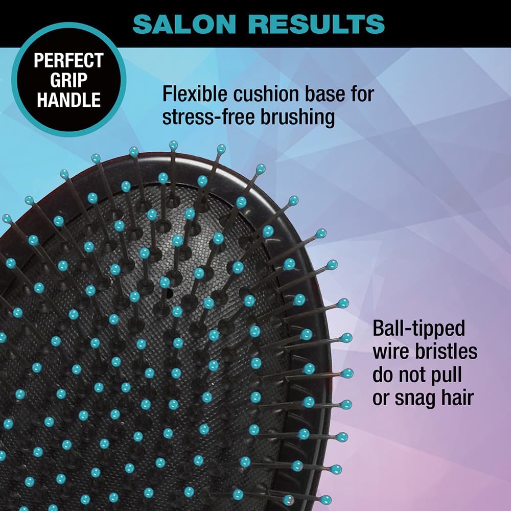 Salon Results Hairbrush for Men and Women - Detangling Hair brush - Hairbrush for all hair types - Wire Bristles and Cushion Base