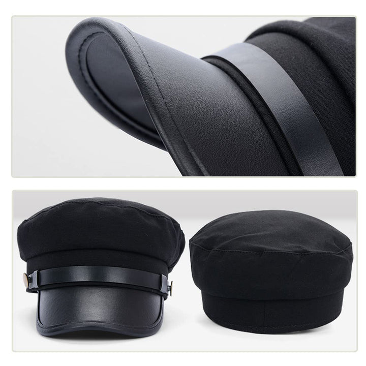 1Pcs Retro Military Hat Chauffeur Hat Fisherman Hat Driver Hat Newsboy Cap Fiddler Cap Doorman Hat Costume Hats for Men and Women (Black)