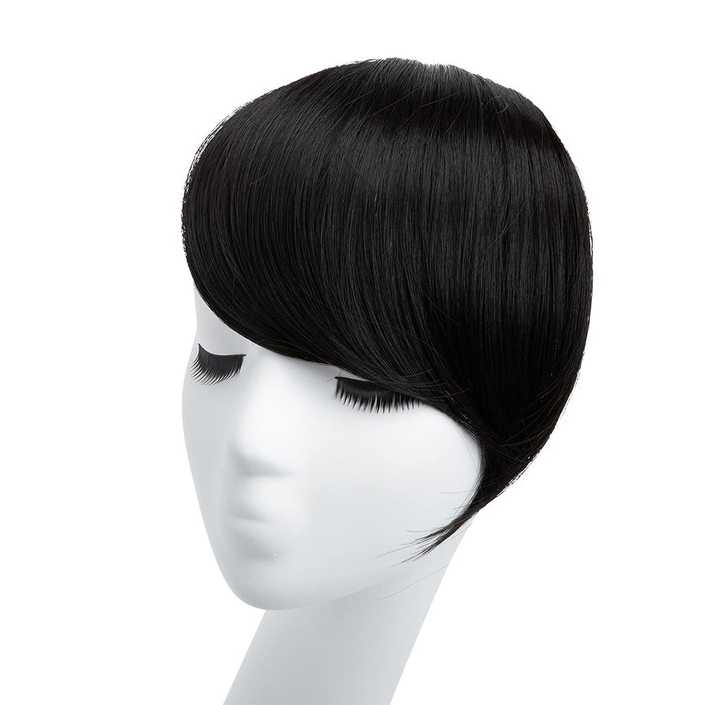 2# Off Black: Sarla Synthetic Hairpieces, False Bangs Clip In Bangs Side Swept Bangs Extension B2 (2# Natural Black)