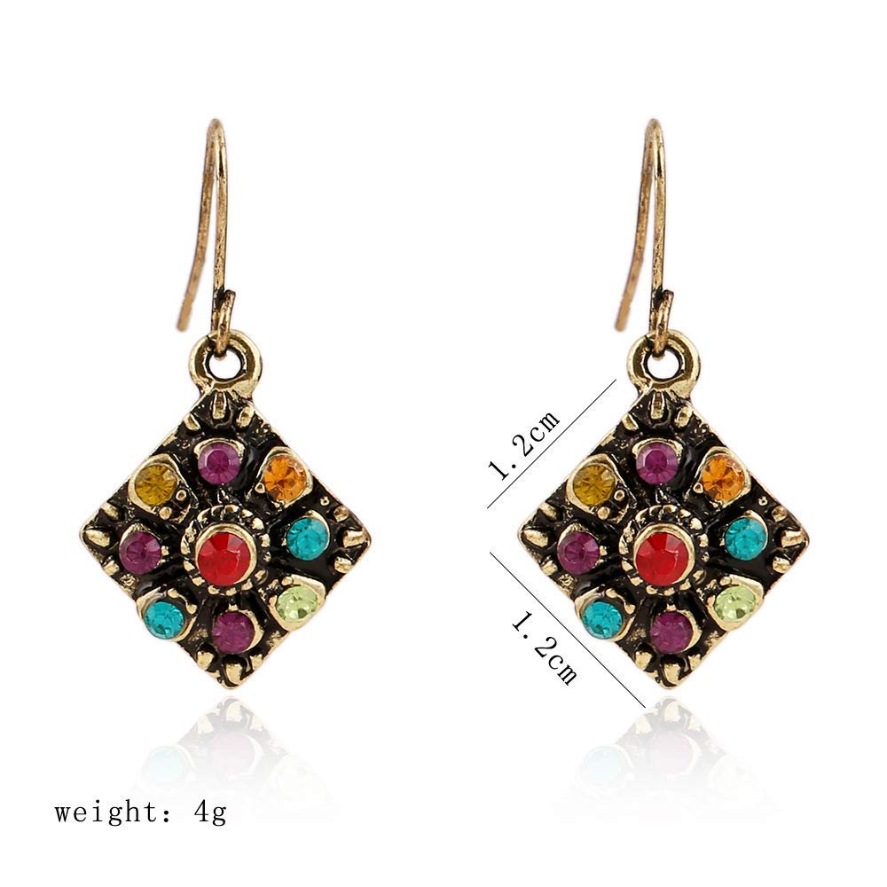 Bohemian National Style Earrings, Diamond Earrings Retro Rhinestone Ear Stud Earrings Jewelry Eardrop Gift